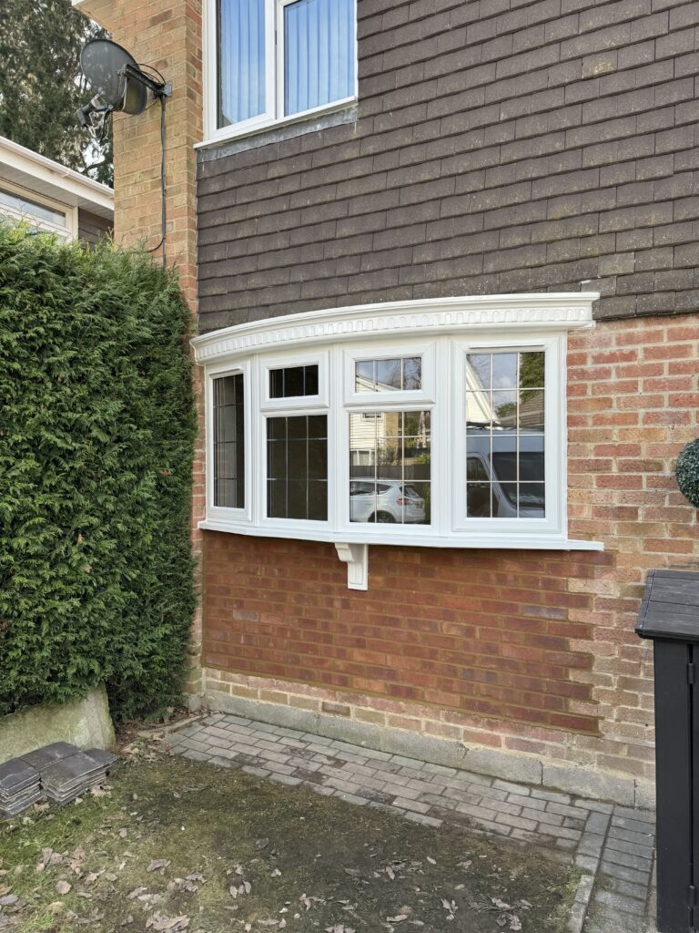 white bay windows